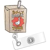 Silly Goose Juice Badge Reel, Funny Animal Pediatric Nurse Badge Reels Retractable, Name ID Badge Holder Reel with Alligator Clip for Nurse Nurses Office Worker Teacher Student