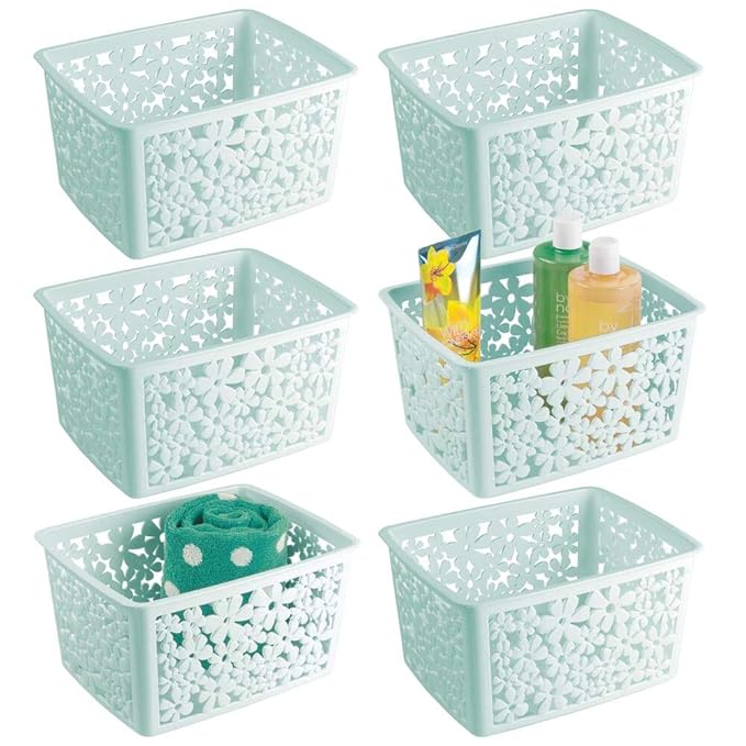 mDesign Plastic Bathroom Storage Basket Bin for Organizing