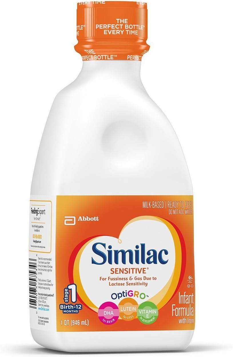 Similac Sensitive Infant Formula with Iron, Ready to Feed, 2 Pack, Each Bottle 1 qt