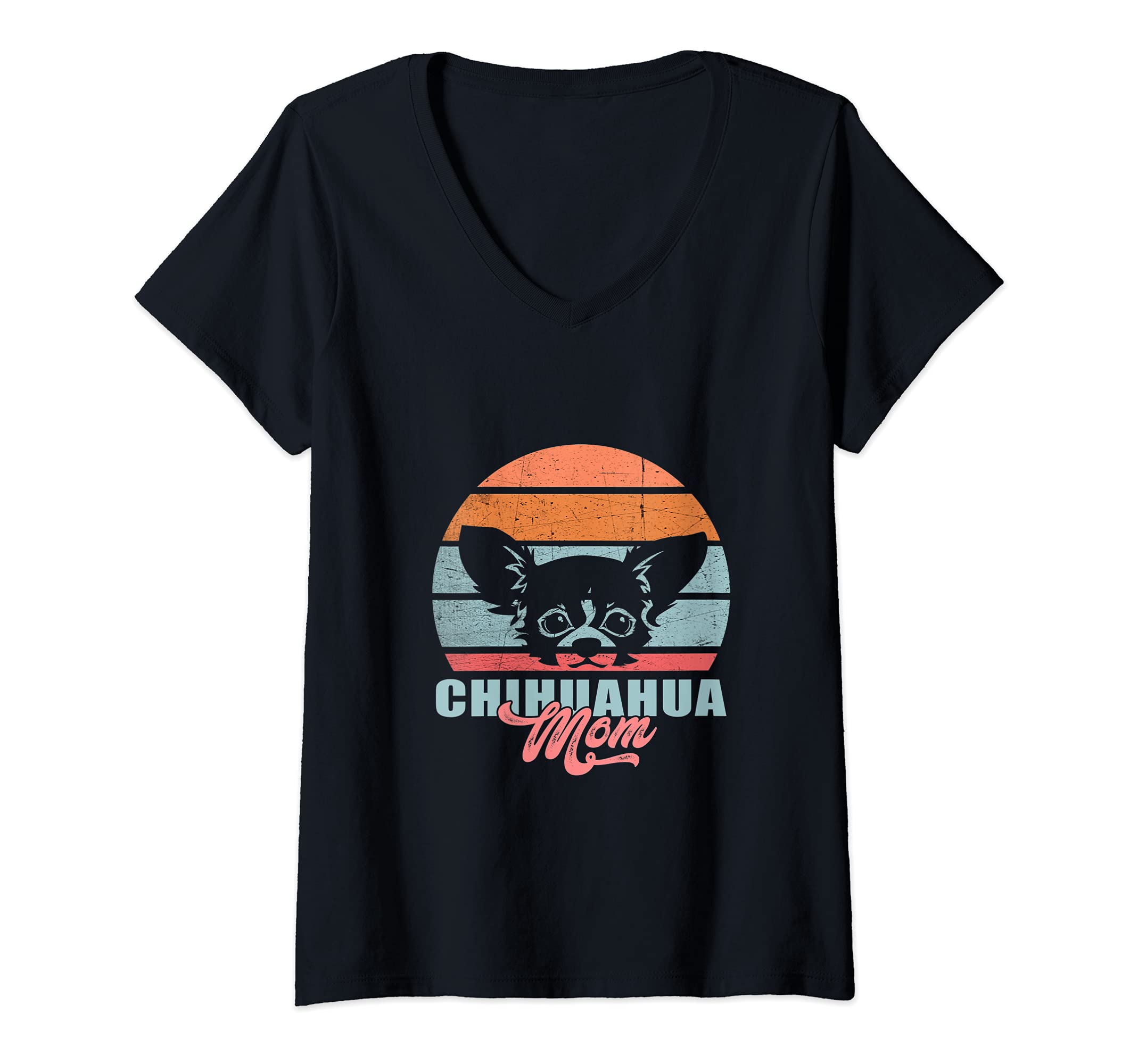 Womens Chihuahua Mom Pet Animal Puppy Paws Dog Breed Bone Dogs Paw V-Neck T-Shirt
