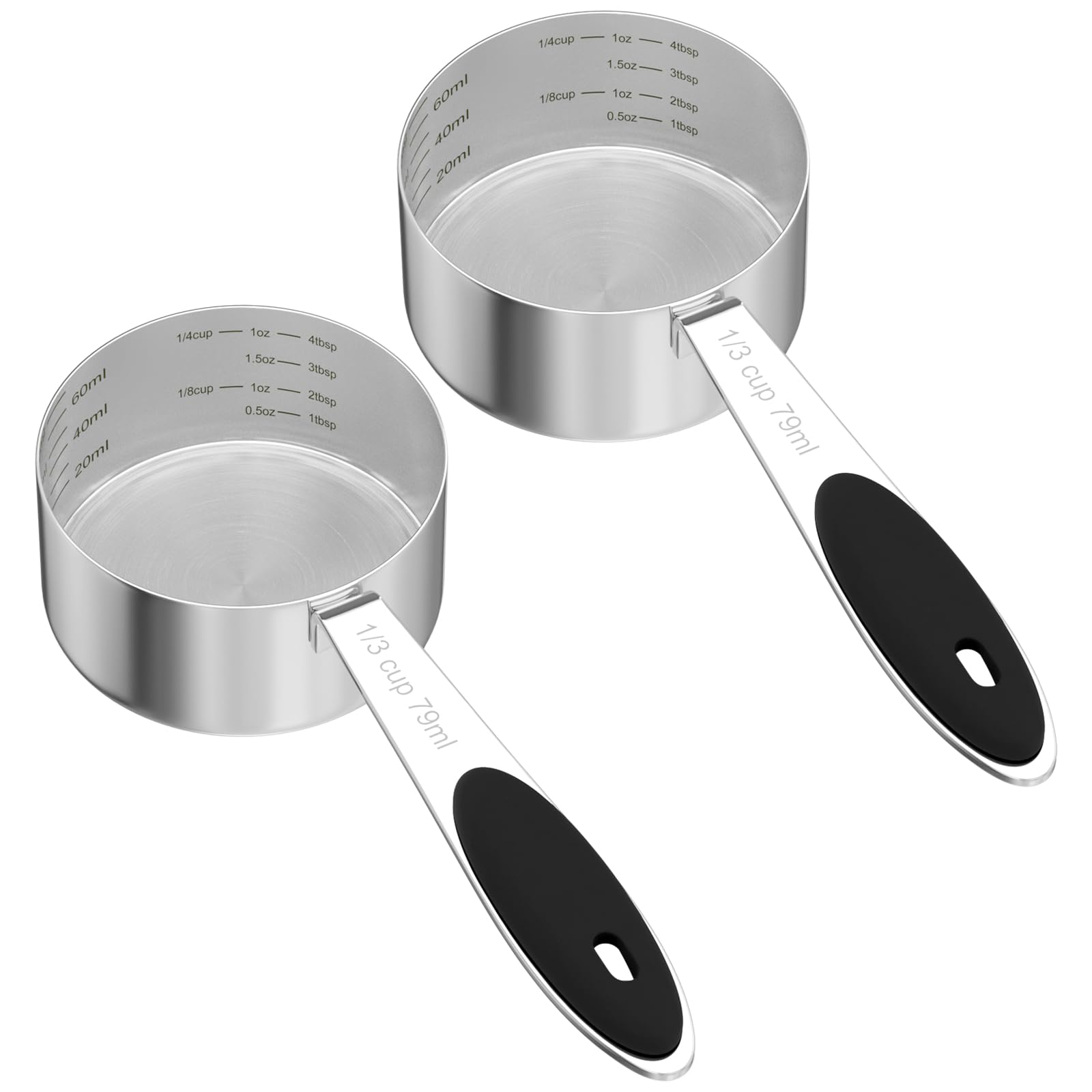 2PCS 1/3CUP(79ml) Dog Cat Food Scoop, Stainless