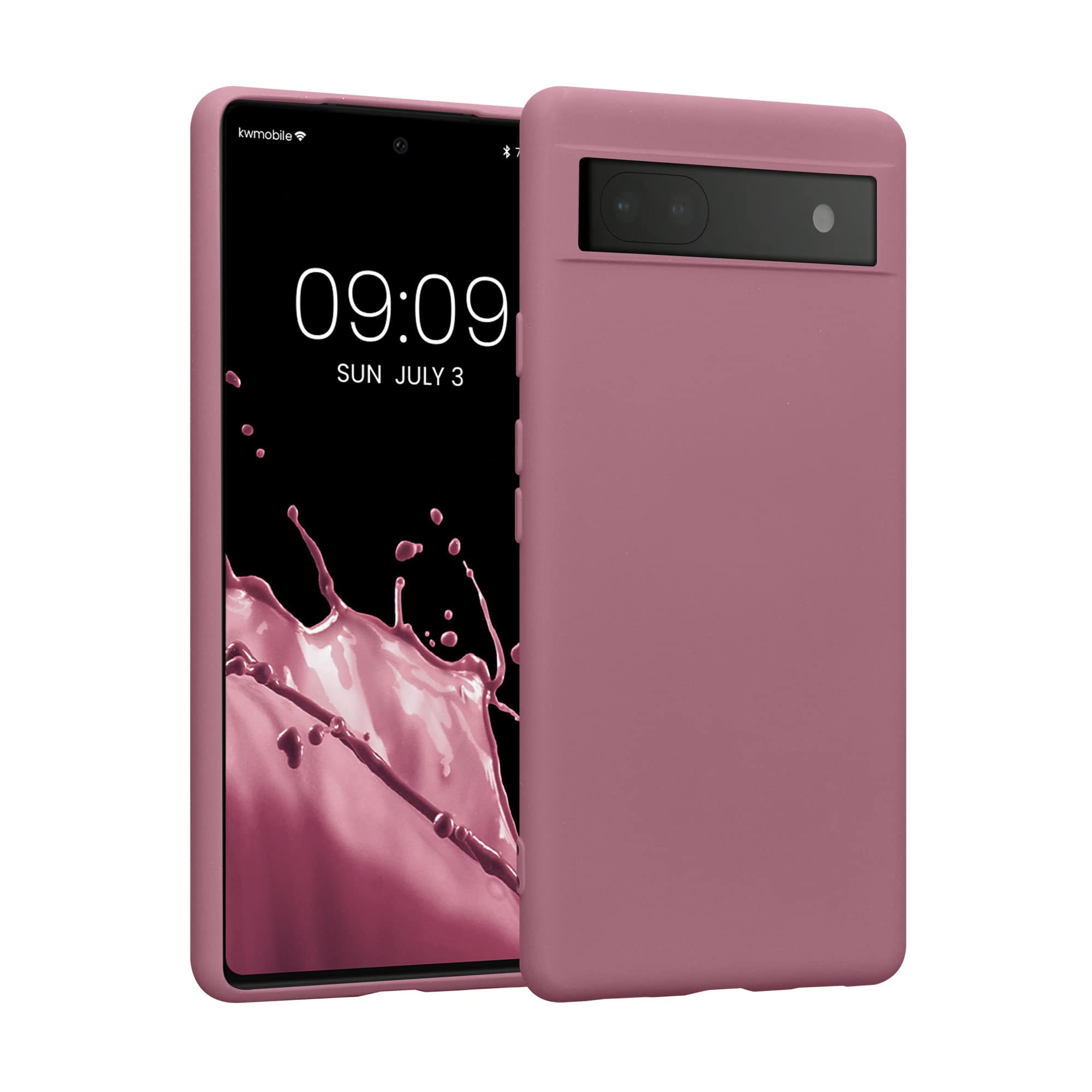 kwmobile Case Compatible with Google Pixel 6a Case - Slim Protective TPU Silicone Phone Cover - Dark Rose — image 1