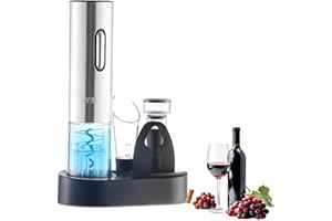 YJHAOTOU Rechargeable Electric Wine Bottle Opener, with Wine Aerator, Vacuum Wine Preserver, Foil Cutter & Storage Base Suitable for Family Gatherings Holiday Parties Gifts