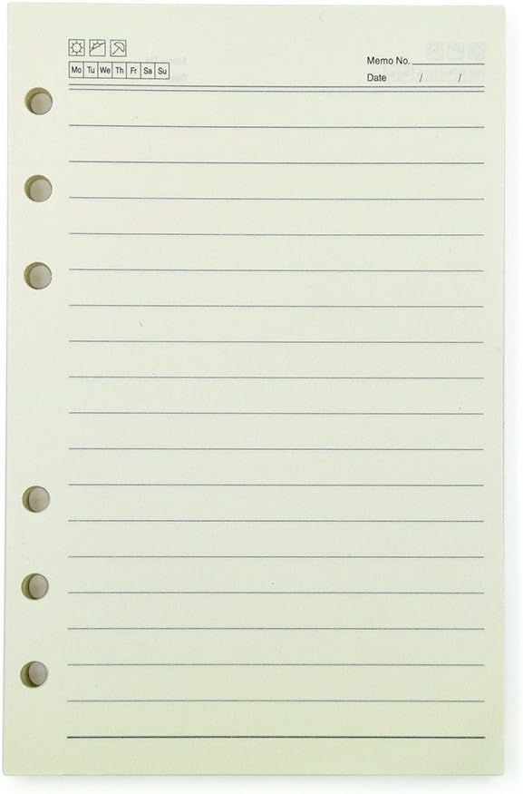 Back to School Filler Paper, Refills 6 Holes Lined Beige Paper for B5 Loose Leaf Binder Notebook Journal, 6.69 X 4.3 Inches, 100 Sheets/Pack