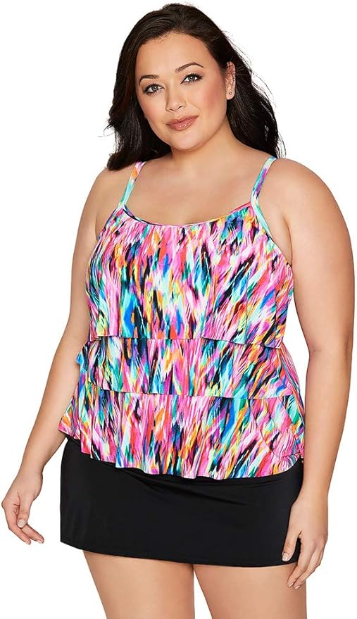 Caribbean Joe Women's Plus Size Swimwear Love My Tribe Heliophila