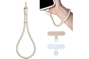 KIMAGIC Dopamine Minimalist Wrist Strap Phone Lanyard, Anti-Drop, Includes 2 Types of Phone Tabs (Clear & Matching Nylon) (01 Creamy White)