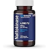 AgeImmune Nattokinase Supplement 4000 FU 200mg - Enzyme - Cardiovascular Support 120 Capsules -Derived from Japanese Natto - Made in The USA Without Magnesium Stearate.