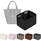 Purse Organizer Insert for Picotin 18/22, Satin Bag Organizer for Picotin Bags, Lightweight Purse Essentials for Women Luxury Handbags, Soft Touch Inner Liner with Multiple Pockets (Black, PC18)