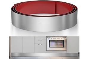 Sanbege Stainless Steel Toe Kick Cover, 4" x 102" Baseboard Plate, Self Adhesive Kickplate for Bottom of Door, Kitchen Island, Cabinet, Cupboard (Brushed Nickel)