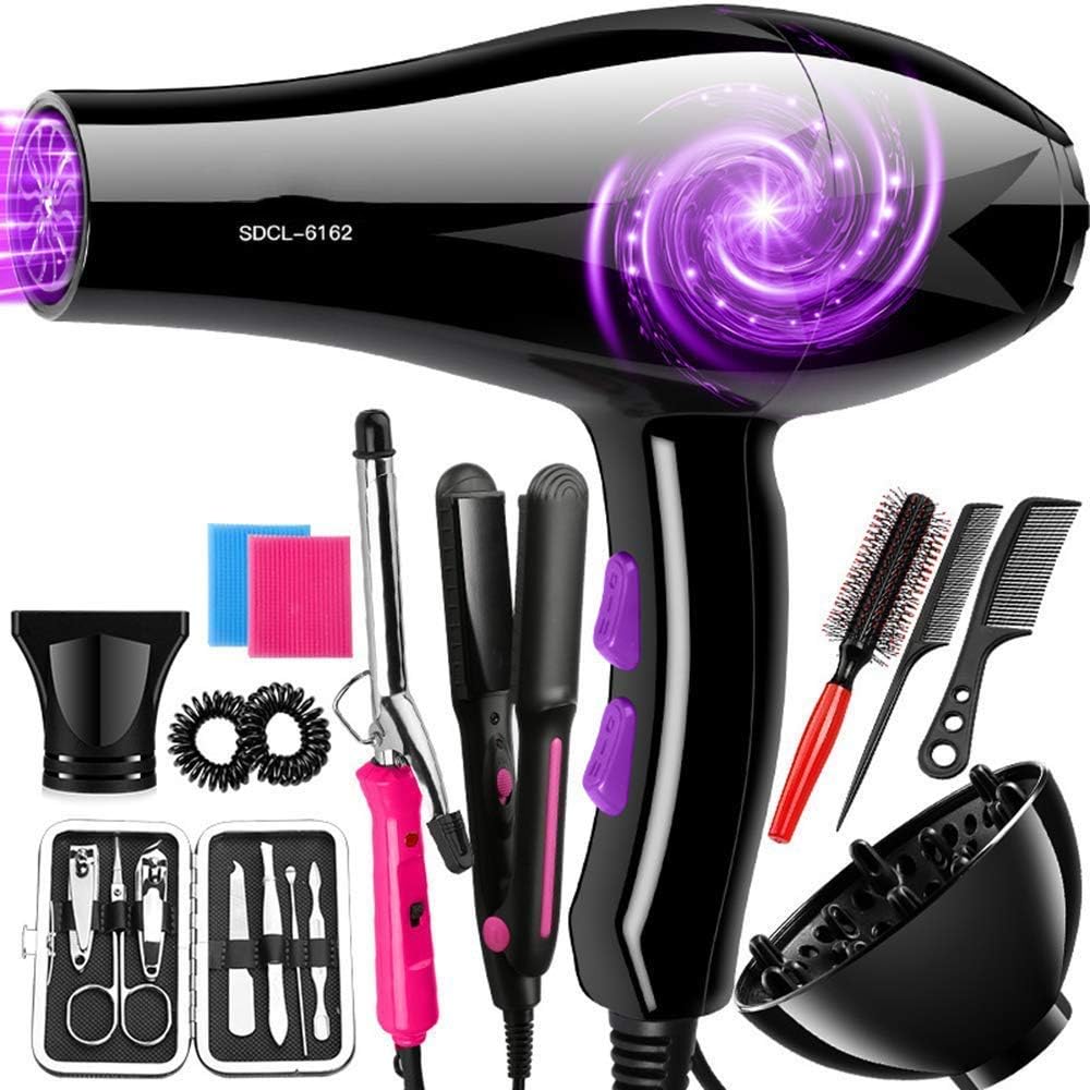 MMRLY Professional Ionic hair dryer 1800W With 12 Pieces Of Accessories Quickly Dried With Overheat Protection Automatic Power Off Salon Tools Household