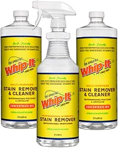 Whip-It Stain Remover and Concentrate Plus Kit, 2-32oz Concentrates, 1-32 Pro Mix Ready to Go Stain Remover