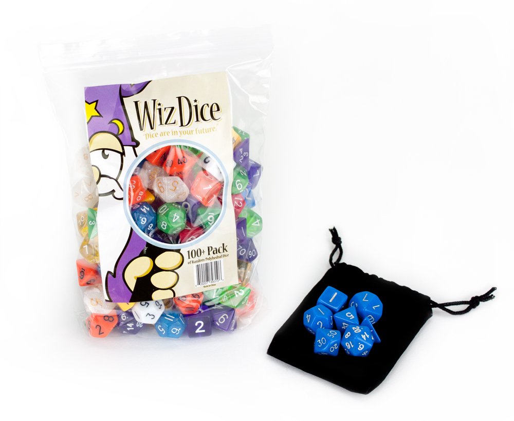 Wiz Dice Random Polyhedral Dice in Multiple Colors (100 + Pack) Bundle