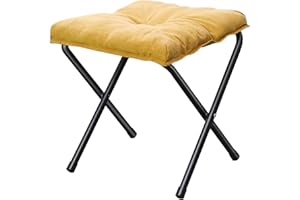 Foldable Ottoman Foot Rest, Foot Stool with Soft Cushion, Compact Lazy Sofa Stool for Living Room Bedroom Office Dorm RV (Yel