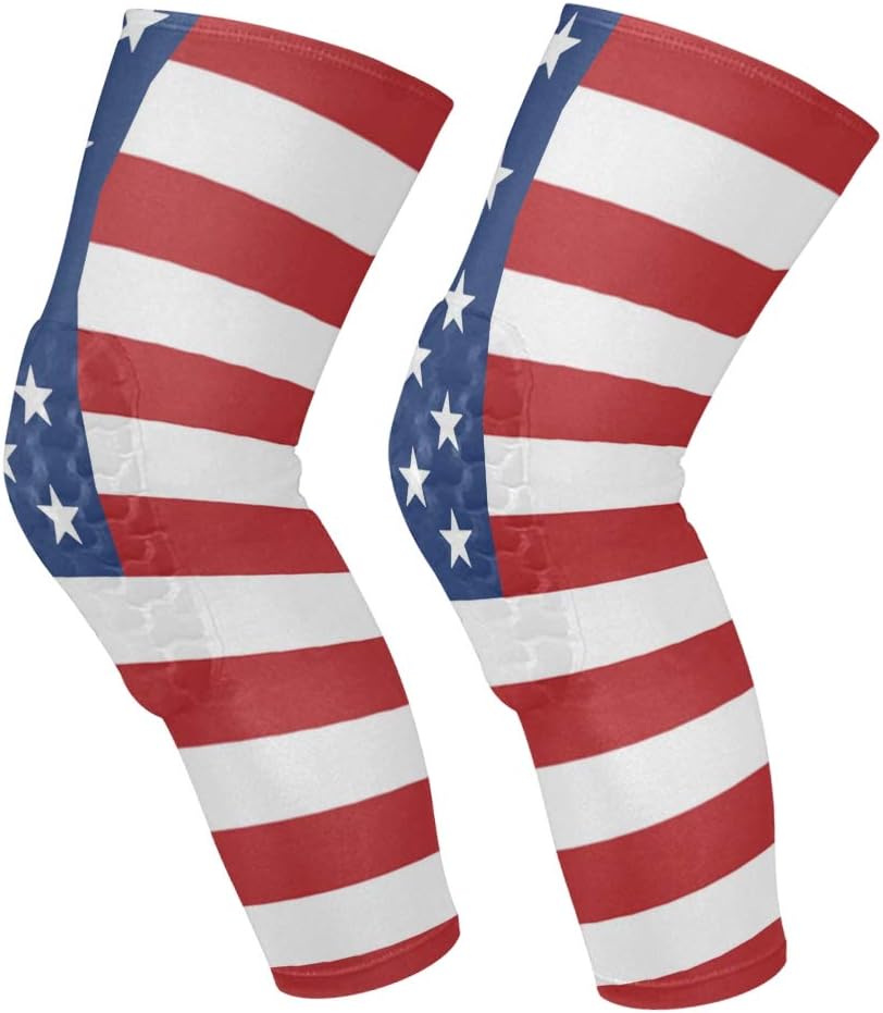 Lecintevro American Flag 1 Pair AntiSlip Knee