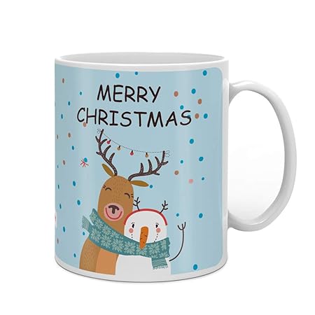Indigifts Christmas Decoration Merry Christmas Printed Blue Coffee Mug 330 ml - Christmas Mugs, Xmas Decorations, Christmas Gifts, Xmas Mugs, Quirky Gifts