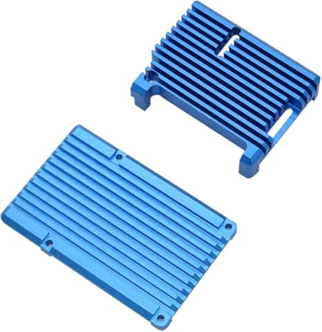 Raspberry Pi 4 Modelo B Caja de aleación de Aluminio CNC Carcasa de Armadura de Metal con disipadores de Calor para Ventiladores Raspberry Pi 4B-NO (Azul) ESjasnyfall