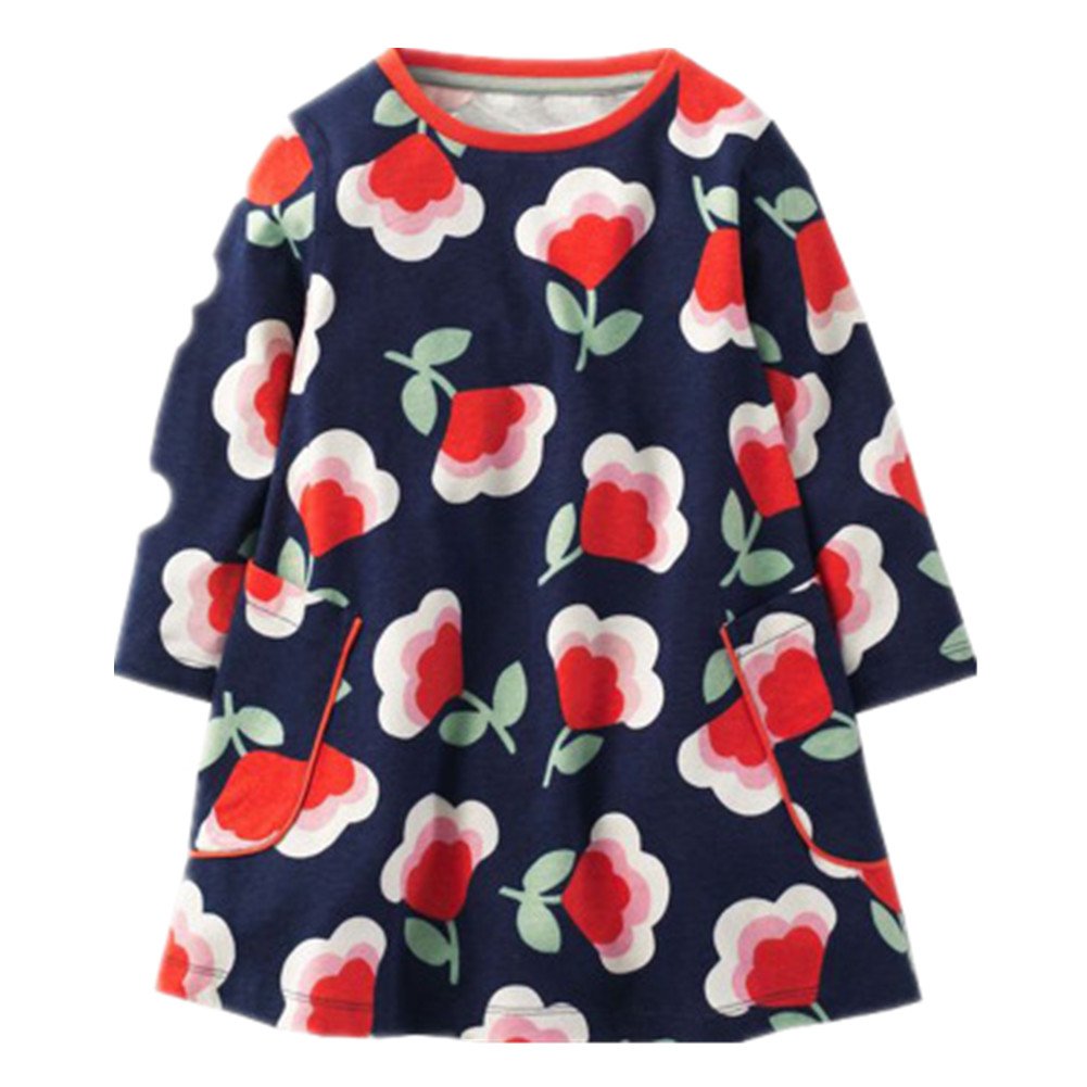 LittleSpring Little Girls' Dress Flower Winter 4T / 5T Navyred Amazon.in Clothing & Accessories