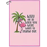 Juoqg Why Fit in When You were Born Pink Golf Towel, Funny Golf Bag Towel with Clip for Women, Golfing Accessories for Women, Golfing Gifts for Lady Mom Friend, Retirement Birthday Gifts for Golfer