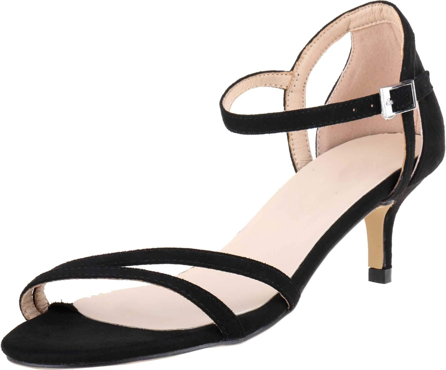 Womens Kitten Heel Sandals Ankle Strap Open Toe Pumps Party Wedding