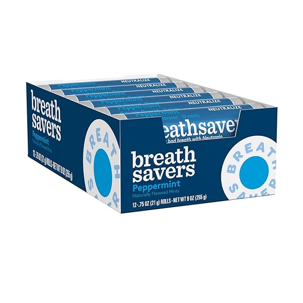 BREATH SAVERS PEPPERMINT FLAVORED SUGAR FREE BREATH MINTS ROLLS, .75 OZ (12 COUNT)