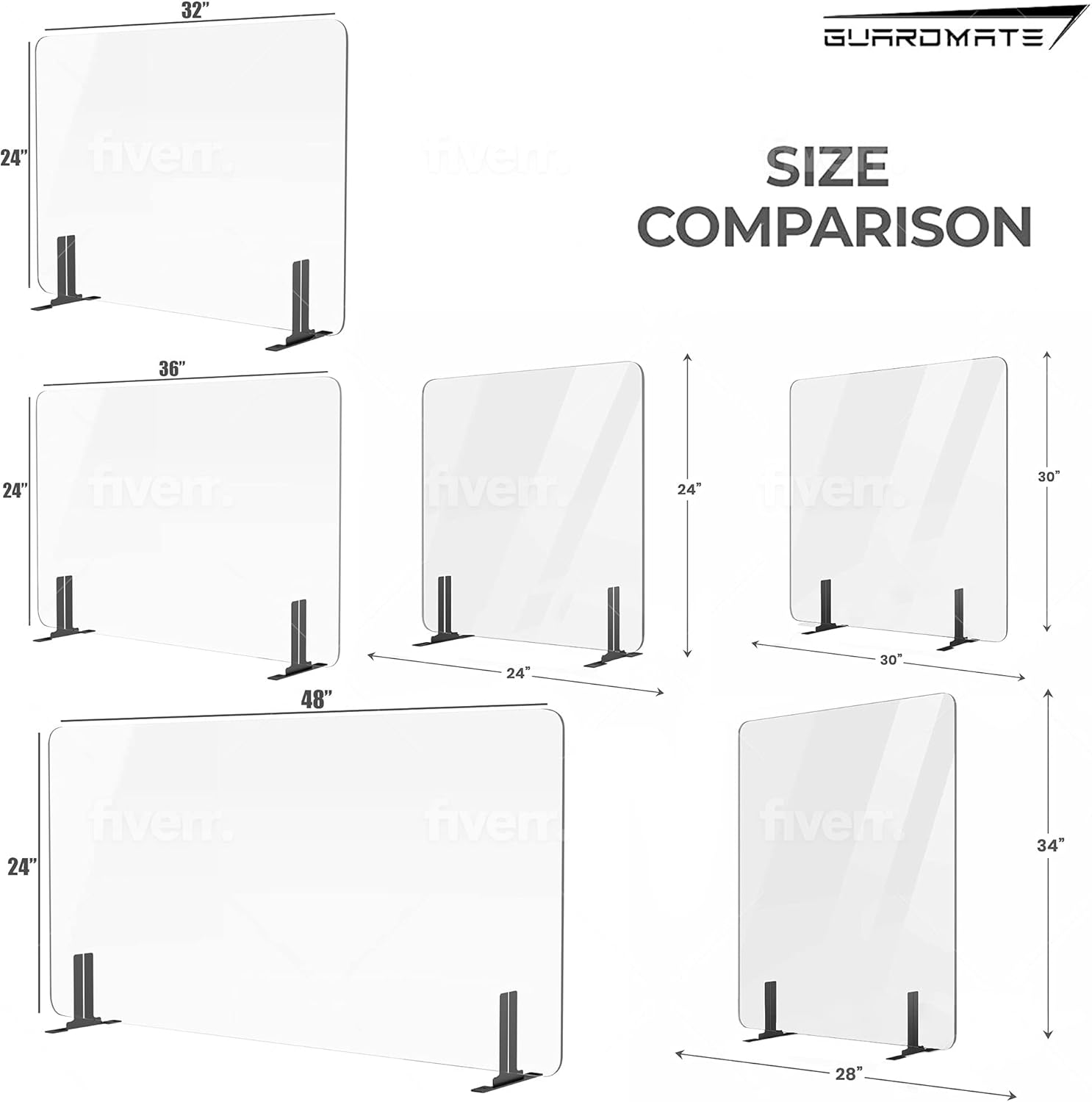 GUARDMATE | Premium Plexiglass Shield Commercial Grade Sneeze Guard | Acrylic Divider Portable Plastic Barrier Shield Reception Desk Cashier Checkout Counter (32" Wide x 24" Tall): Home Improvement