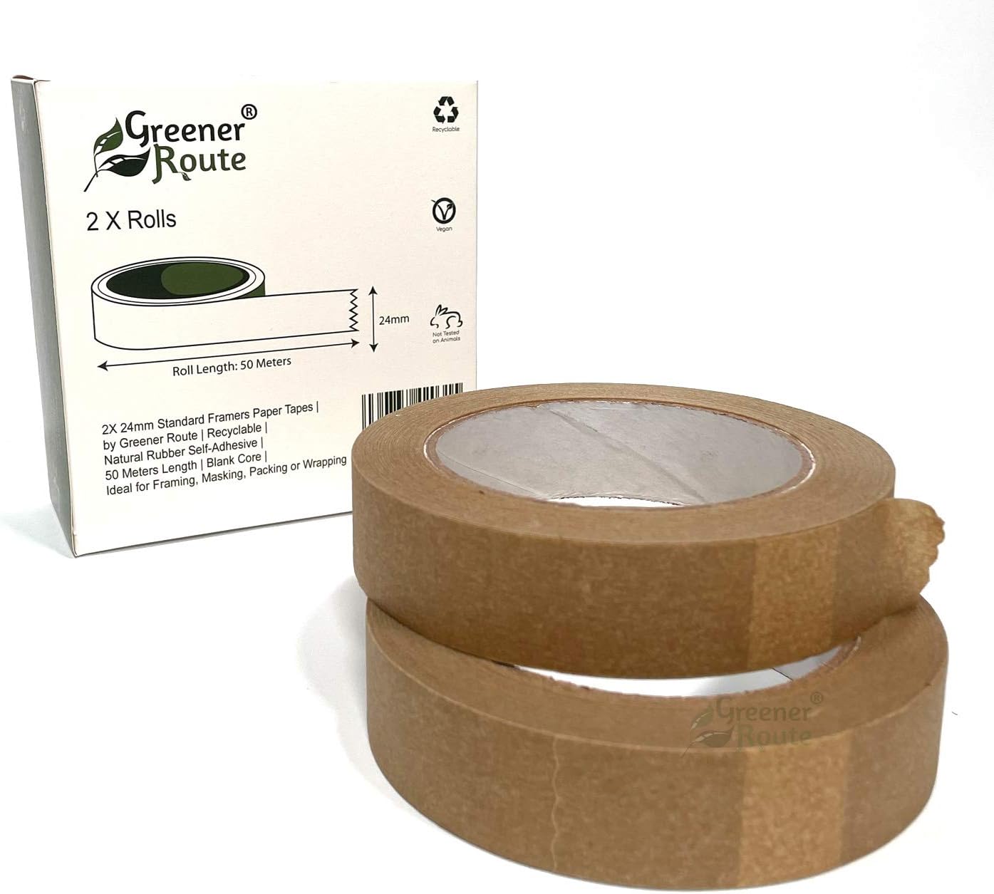 2X Standard Paper Tape 24mm by Greener Route, Brown - Image 3