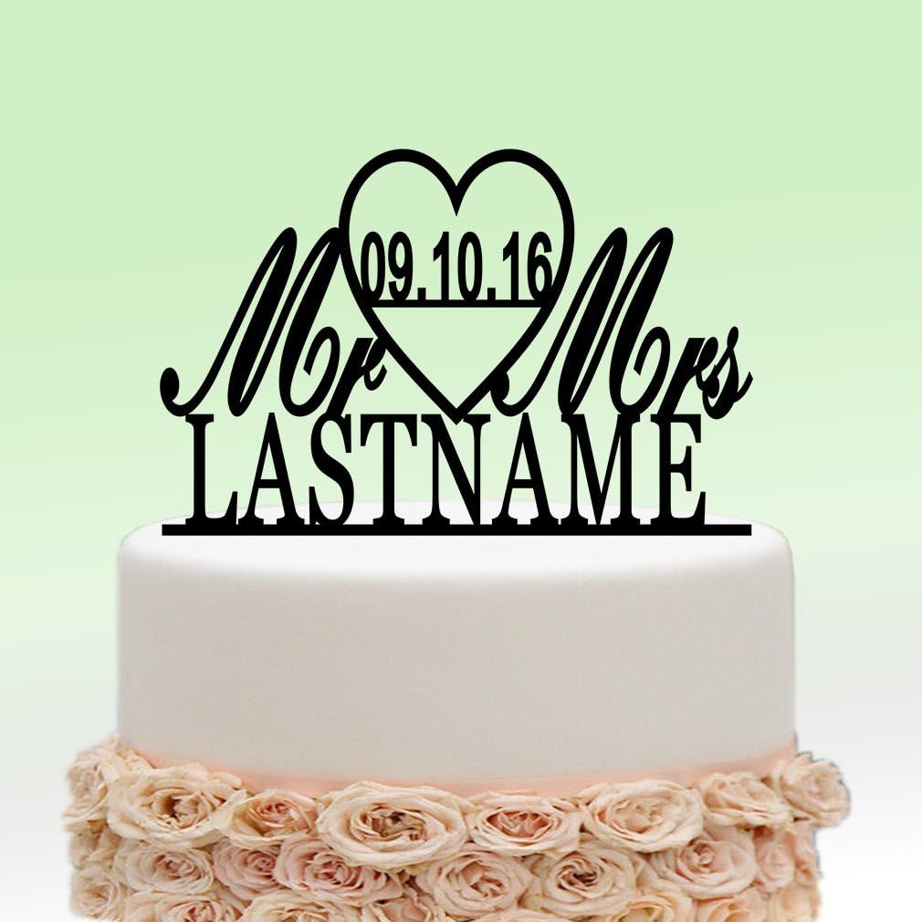 vspg Personalised Cake Topper (Mr&Mrs design2, Black)
