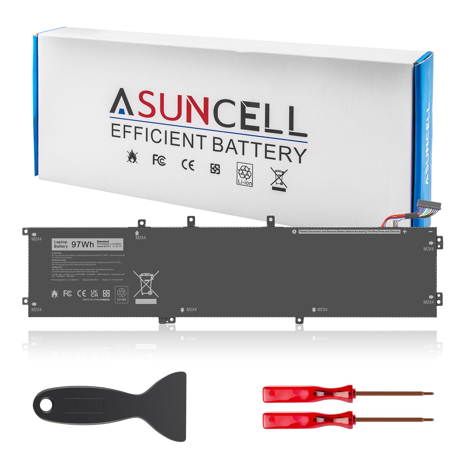 Photo 1 of ASUNCELL 6GTPY 97WH Battery for Dell XPS 15 9550 9560 9570 7590 Precision 5510 5520 5530 5540 Vostro 7500 7590,Replacement 4GVGH GPM03 M2X4 5XJ28 05XJ28 5D91C 1P6KD P56F P56F001 P56F002 11.4V