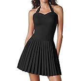 DRESSTELLS Homecoming Cocktail Dresses for Women, Mini Pleated Halter Short Wedding Guest Dress