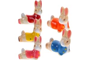 WOFASHPURET 5pcs Ceramic Chopstick Holder Set Rabbit Design, Chopsticks Rest for Kitchen Cutlery Organizer