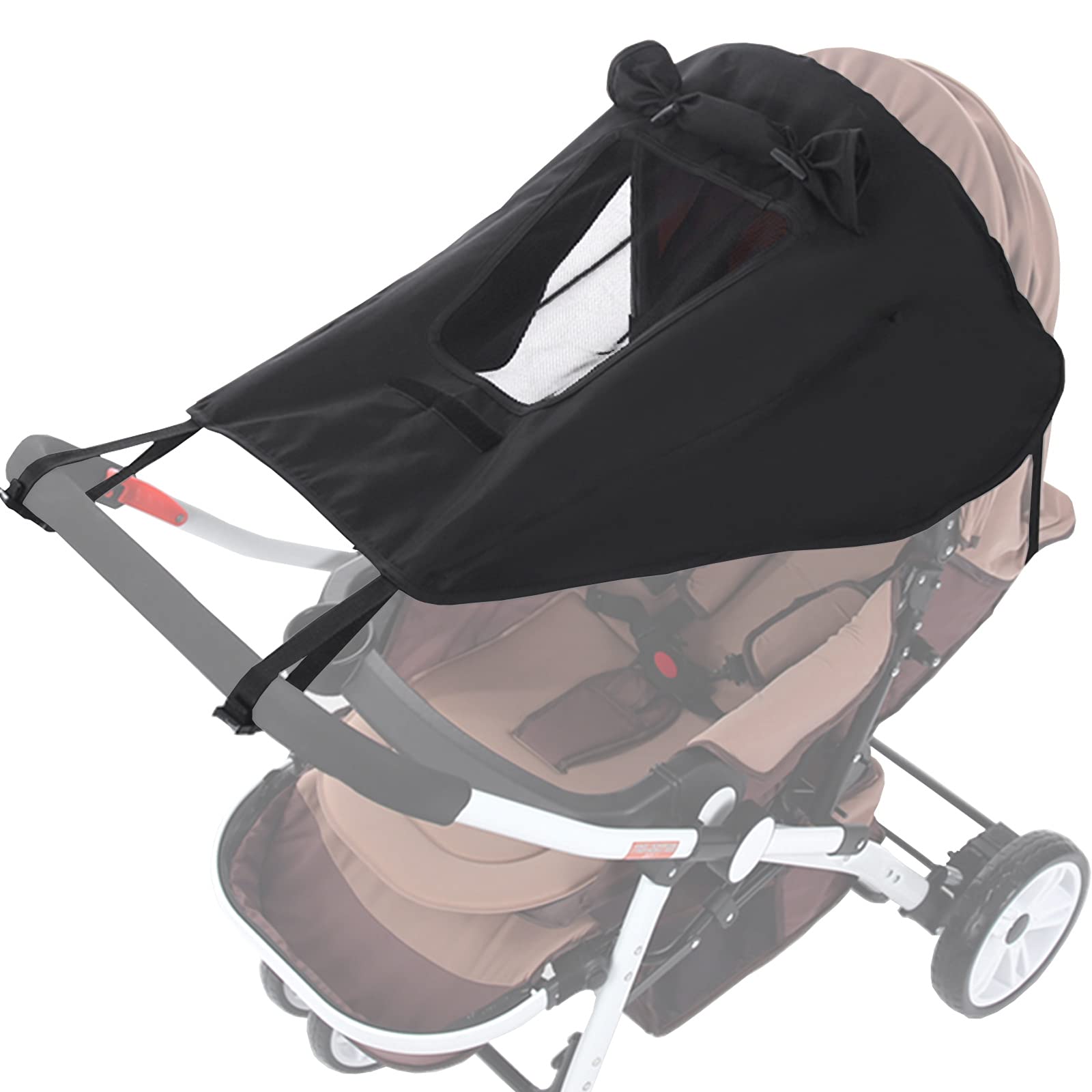 Universal Buggy Pram Sunshade, Hantoc Pram Baby Sun Shade Sun Cover with Viewing Window for Strollers Pushchairs UV Protection Water Resistant Black
