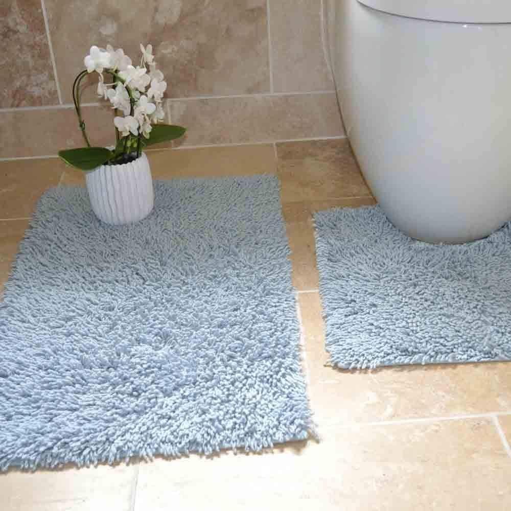 Rapport Cotton Twist Bath and Pedestal Mat Set, Blue, 80 x 50 x 2 cm