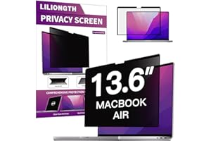 LILIONGTH Privacy Screen for MacBook Air 13.6" (2022-2024, M2 M3 Chip) - Removable Privacy Filter with Anti-Blue Light Protection
