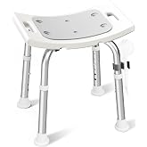 HOMLAND Shower Chair for Inside Shower, Adjustable Height Shower Stool | Shower Seat for Inside Tub Bathroom Bench Bath Chair for Elderly and Disabled, Lightweight Aluminum Frame - Light Gray