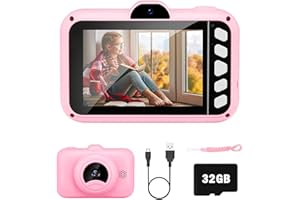 SUZIYO Kids Selfie Camera Gifts for Boys Girls, 1080P 3.5inch HD Digital Camcorder with Mp3 for 3-9 Years Old Children Birthday Christmas, Best Perschool Toys for Toddlers (with 32G TF Card,Pink)