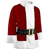 Saiksi Green Costume Adult Christmas Furry Santa Claus Outfits for Men 8 Pcs Funny Suit