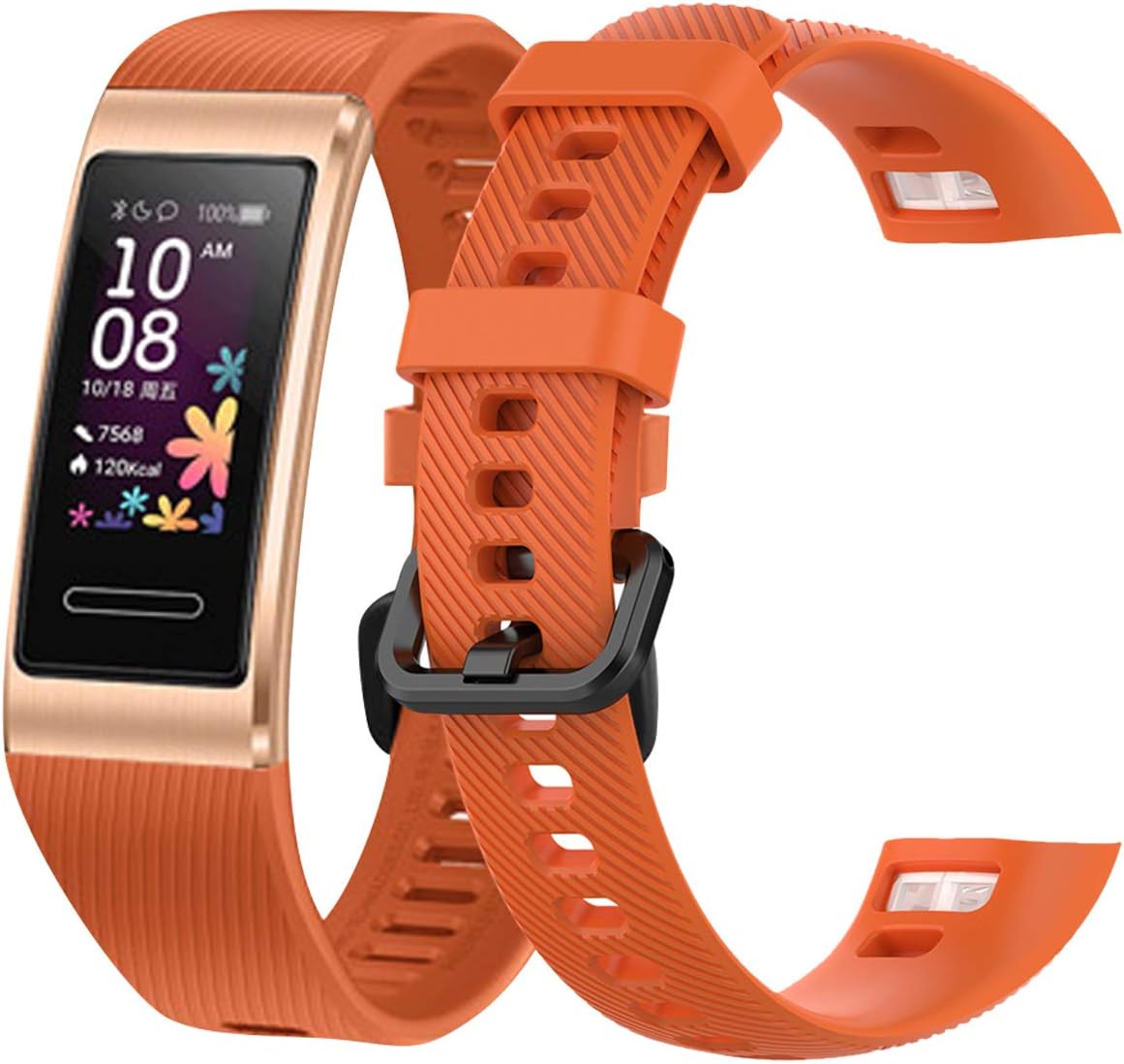 teyiwei Orange Soft Silicone Wrist Strap Compatible for Band 3 Pro Replacement Watch Band Bracelet Compatible with Band 4 Pro