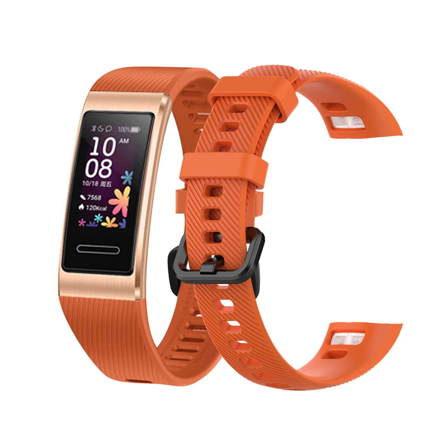 teyiwei Orange Soft Silicone Wrist Strap Compatible for Band 3 Pro Replacement Watch Band Bracelet Compatible with Band 4 Pro