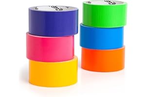 Rainbow Colored Duct Tape Pack - 6 Bright Duct Tape Colors - 10 Yards x 2 Inch - Colored Tape Rolls - Multipack for Arts - Co