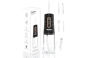 iHealthia-Water-Flosser-Teeth-Oral-Irrigator,Rechargeable-Waterproof,Portable Cordless,Water flossers, 3 Modes 4 Nozzles, for Home&Travel Ordinary Black