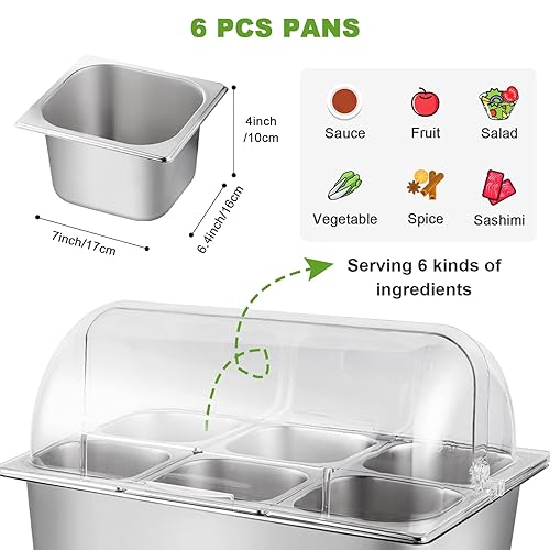 YMJOINMX Countertop Ice Food Serving Display Container Pans