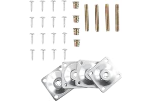 FABULETTA Wooden Leg Mounting Hardware - Level Leg Fixing Plates for Furniture Assembly, 4-Piece Set with M8 x 50 Metal Dowel