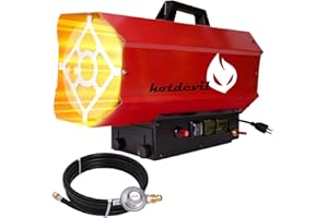 Hotdevil 85,000 BTU Forced Air Propane Heater(Non-adjustable Firepower),Thermally Protected, Heavy-Duty Garage Heater For Warehouses,Barns and Workshops up to 2200 Sq feet（Gas Cylinder not Include）