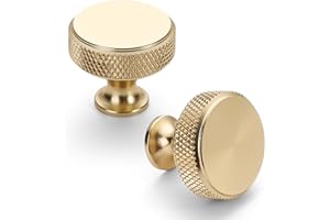 Asidrama 10 Pack Gold Knurled Cabinet Knobs for Dresser Kitchen Brushed Gold Cabinet Pulls Drawer Hardware for Cabinets