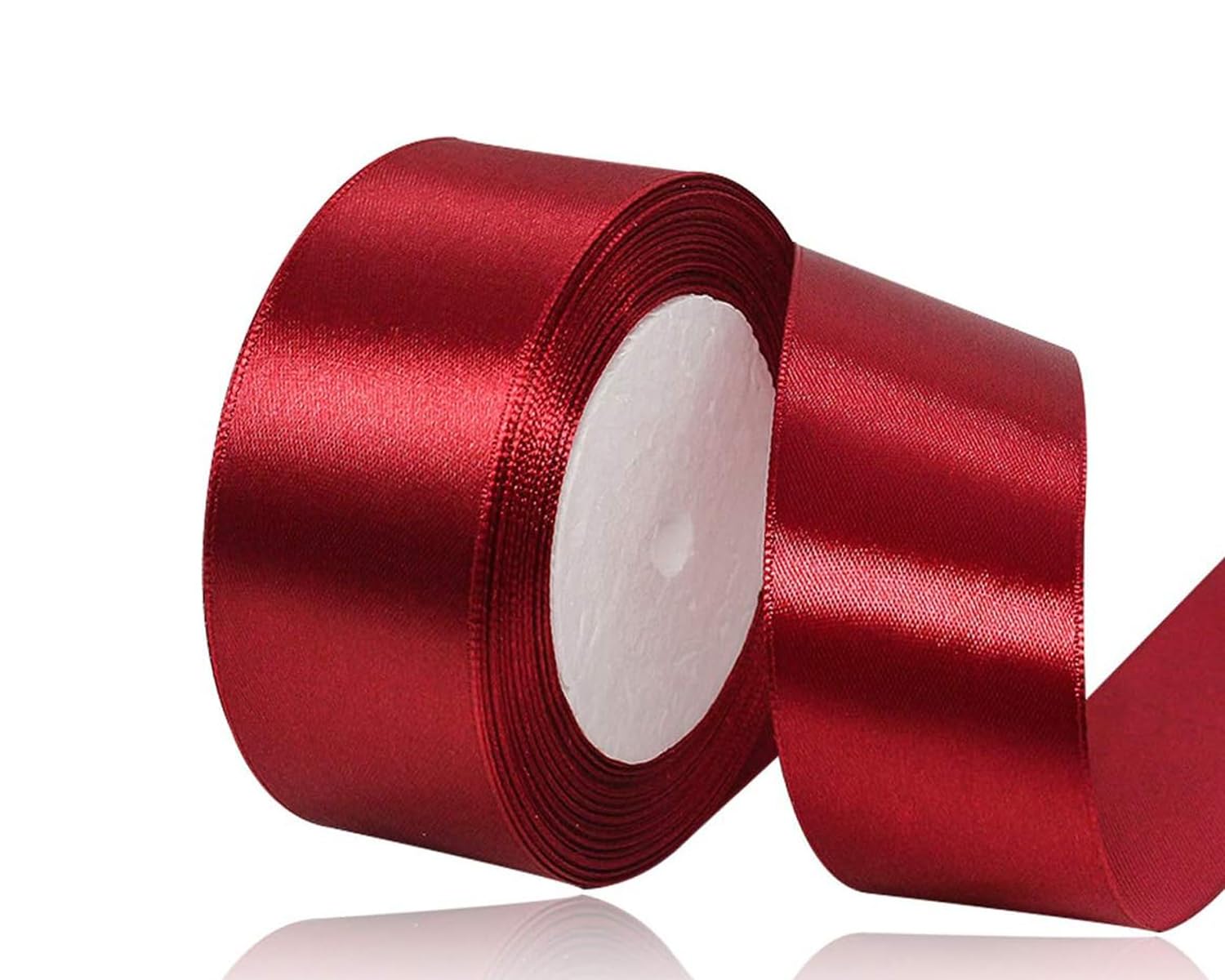 Burgundy Satin Ribbon 40mm, 22 Meters Wine Red Fabric Ribbons for Gift Wrapping, Crafting, Hair Bows, Sewing, Wreaths, Cakes, Wedding Party and Christmas Decoration