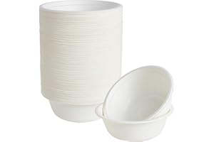 ECOLipak 150 Pack 12 oz Paper Bowls Disposable, Heavy-Duty Biodegradable Compostable Bowls Made of Natural Sugarcane Bagasse, Suitable for Salad, Dessert, Milk, Cereals