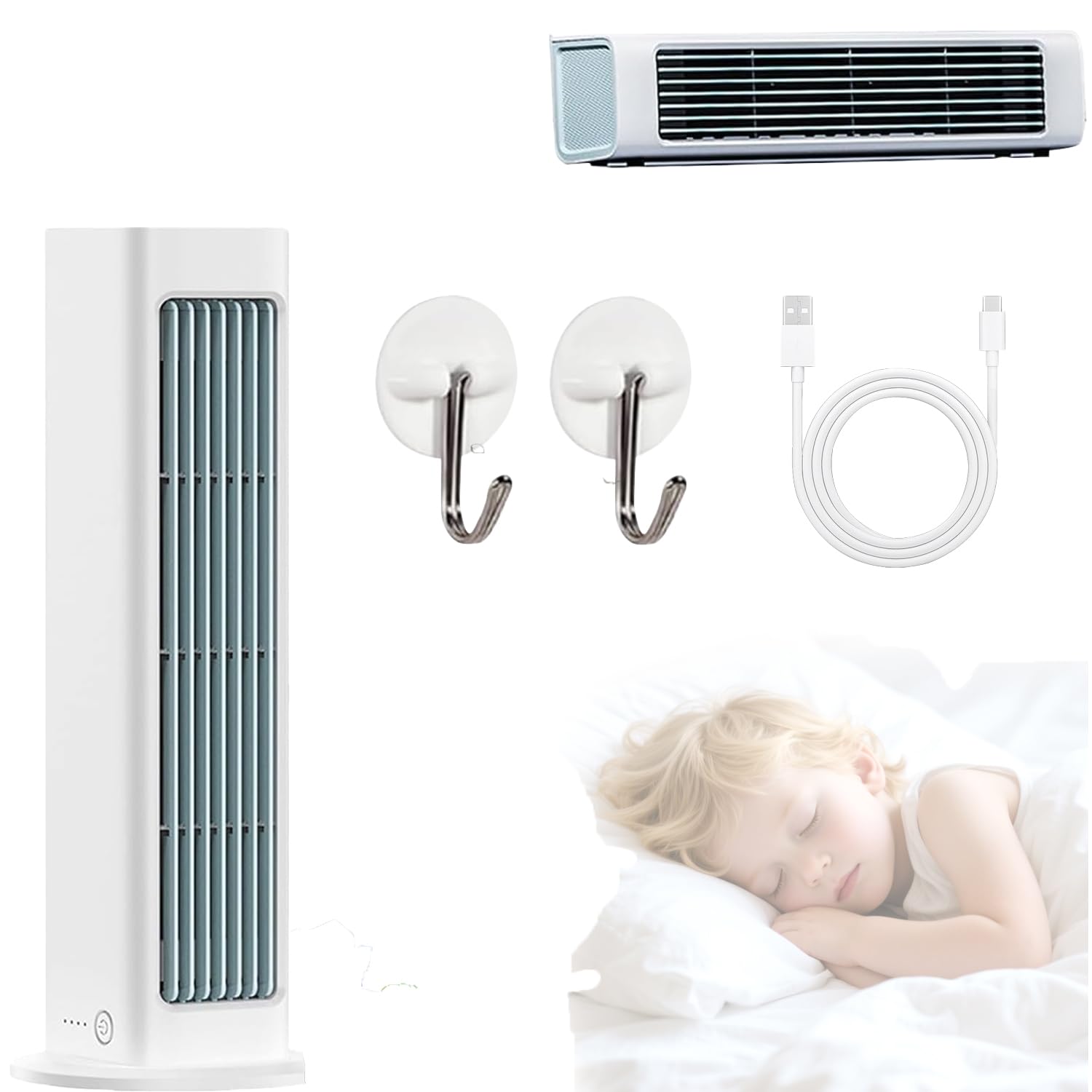 2025 New Qinux Brizaac,Breezemax Rechargeable,Quiet Cooling,Fan with Smart Oscillation, Eco-Friendly High Efficiency AC,Fan for Bedroom Office Dorm & Outdoor Use.