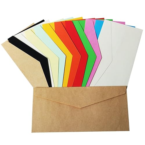 105 Colourful Rainbow DL Envelopes. Multi Coloured DL Gummed Gummed
