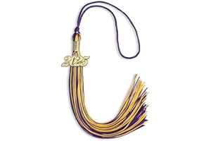 Endea Graduation Mixed Double Color Tassel with Gold Date Drop (Purple/Gold, 2025)