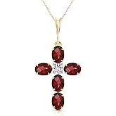Galaxy Gold GG 14k Yellow Gold 18" Necklace with Garnet Cross Pendant